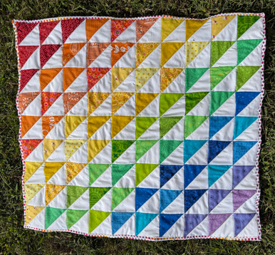 Scrappy Rainbow Half Square Triangles - an EXCLUSIVE Cotton Cuts Precut Wall Hanging