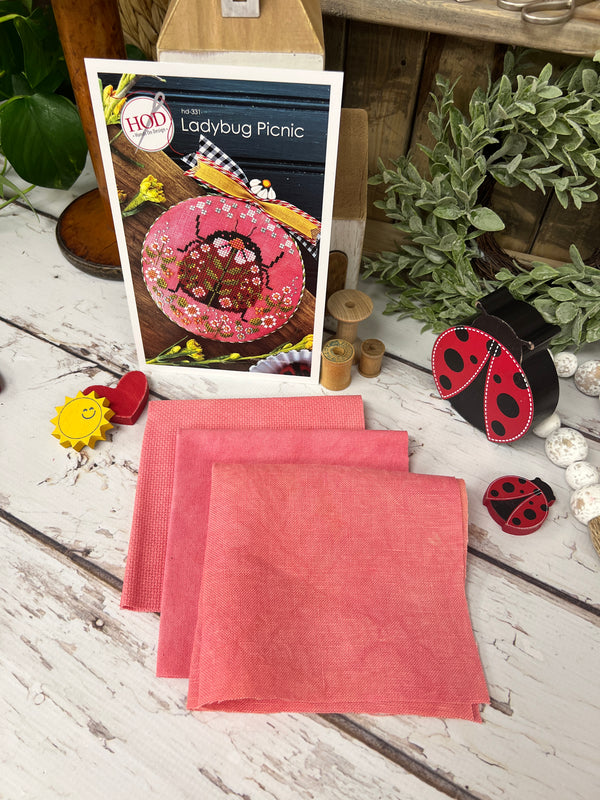 Pomegranate - Hand Dyed by Fabrics by Steph - Select Option 16 Count Aida or 32 Count Linen