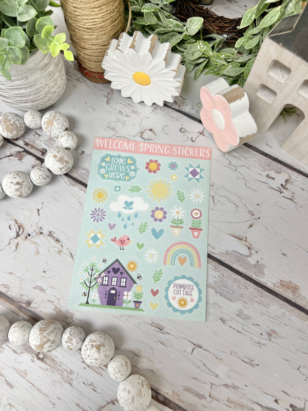 Welcome Spring Stickers -by Lindsey Weight of Primrose Cottage