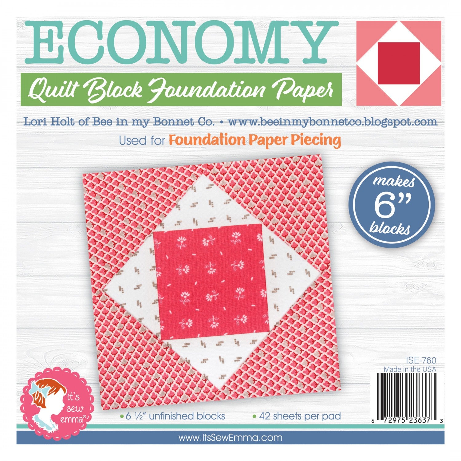 Economy Quilt Block Foundation Paper Pad - 6 Inch