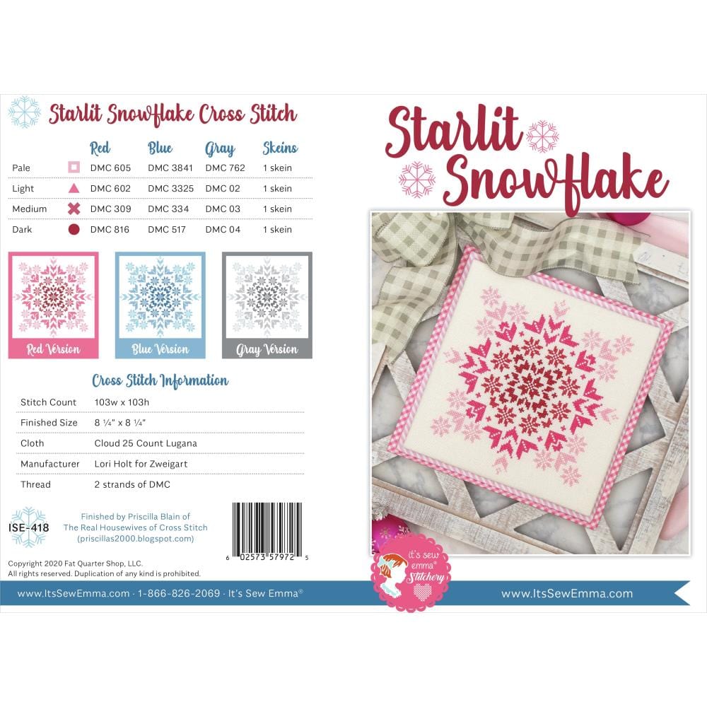 Starlit Snowflake Cross Stitch Pattern by It's Sew Emma
