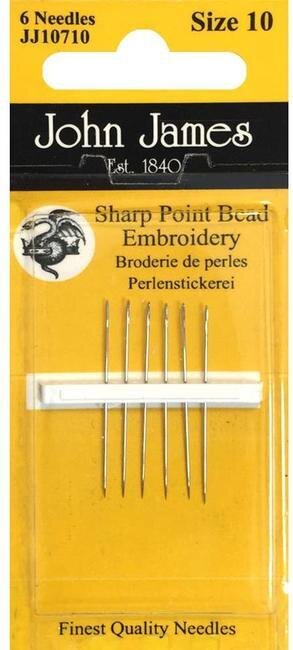 John James Sharp Point Bead Embroidery Needles (JJ10710) Size 10 (6/Pkg)