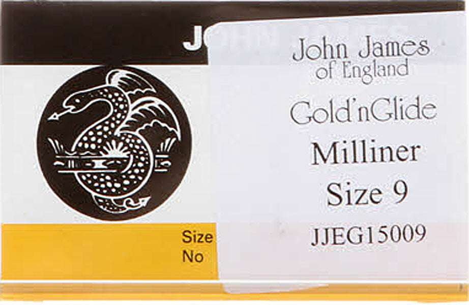 John James Gold 'n Glide Milliners/Straw Needles - Size 9