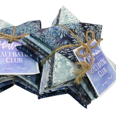 Hoffman Bali Batik Club - January 2025 "Frost" - 12 Coordinating Fat Quarters - Quilting Cotton