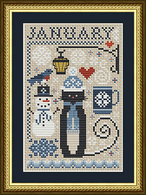 January Cat Cross Stitch Pattern by Happiness Is Heartmade