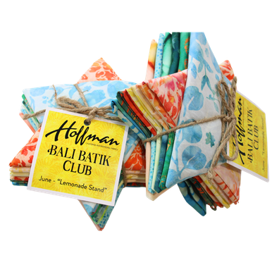 Hoffman Bali Batik Club - June 2024 "Lemonade Stand" - 12 Coordinating Fat Quarters - Quilting Cotton