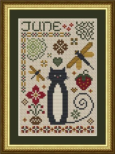 June Cat Cross Stitch Pattern by Happiness Is HeartMade
