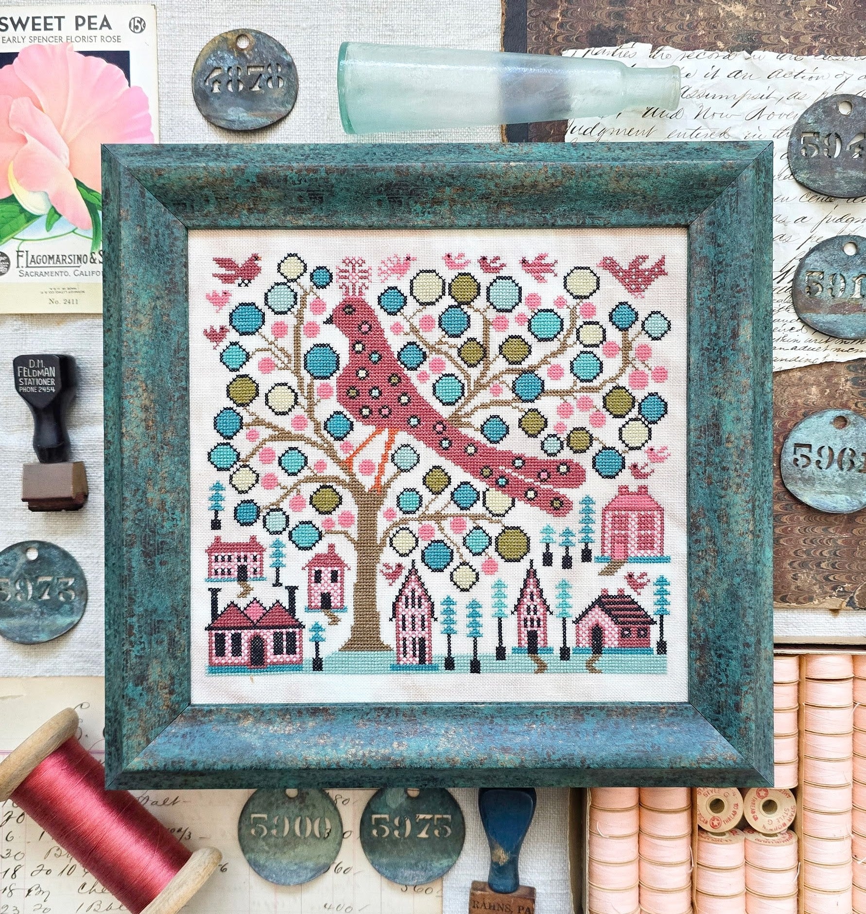 Kathy Barrick DOT THE BIRD Cross Stitch Pattern Nashville Market