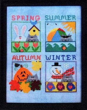 Kitty's Four Seasons Cross Stitch Pattern by Val's Stuff