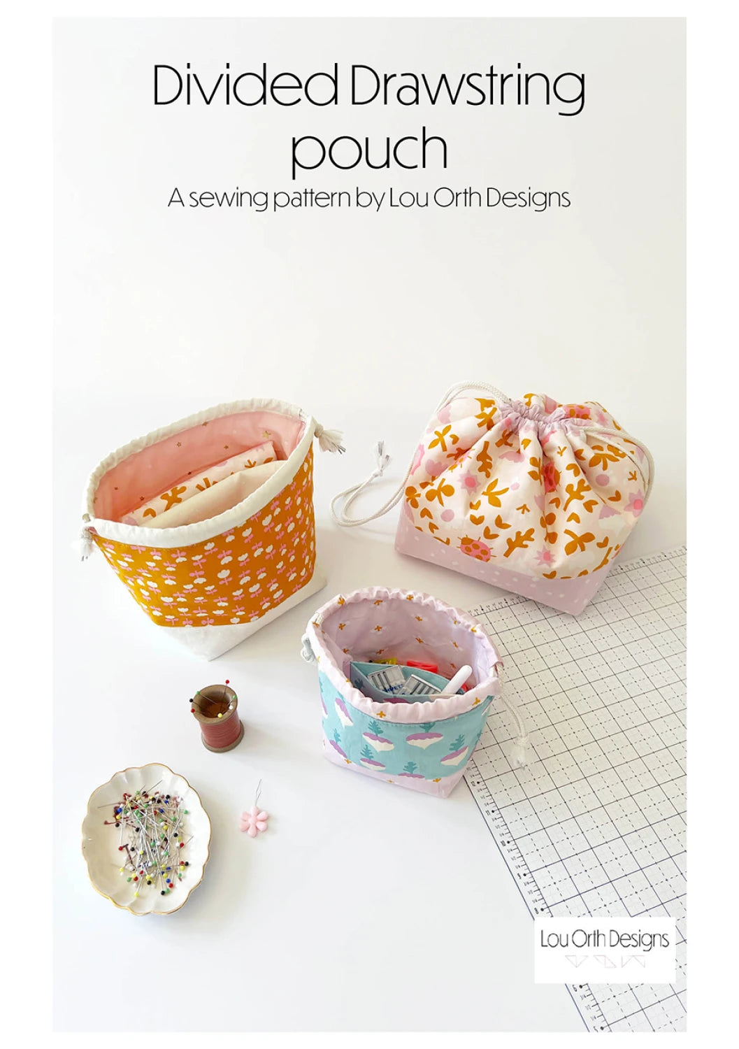 Divided Drawstring Pouch Pattern - Lou Orth Designs