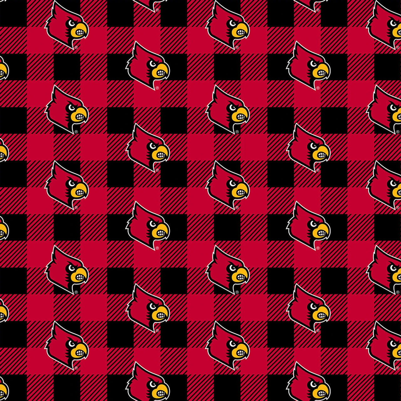 University of Louisville Buffalo Plaid Fleece Fabric Yardage