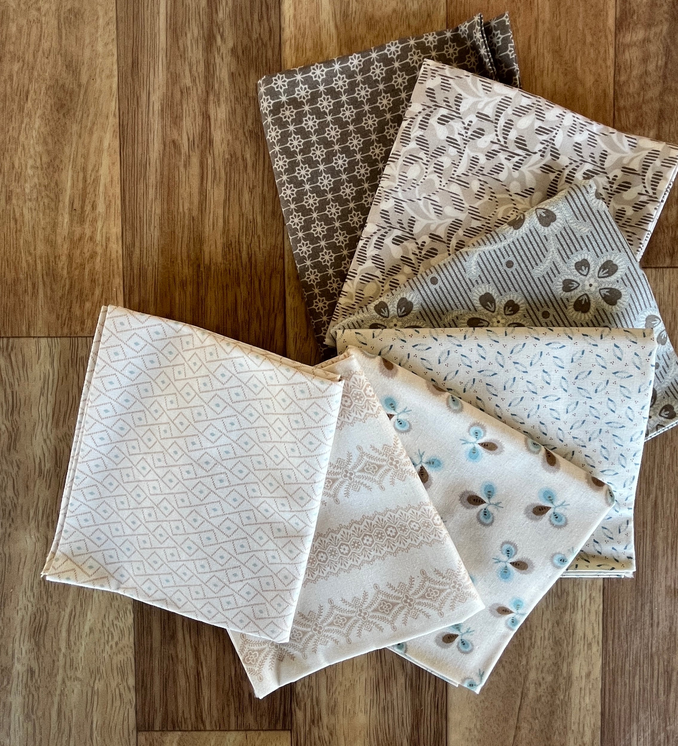 Laundry Basket Browns Creams Fat Quarter Bundle by Andover Fabrics