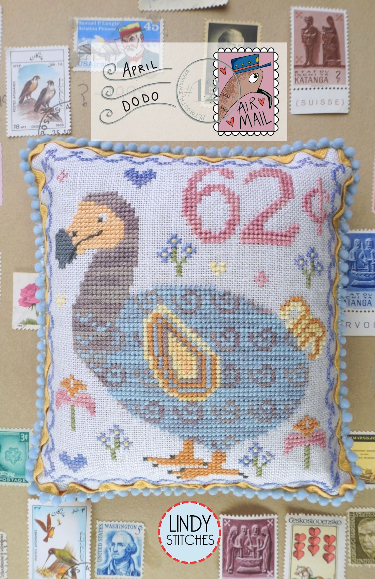 Air Mail APRIL #12 Dodo Cross Stitch Pattern by Lindy Stitches