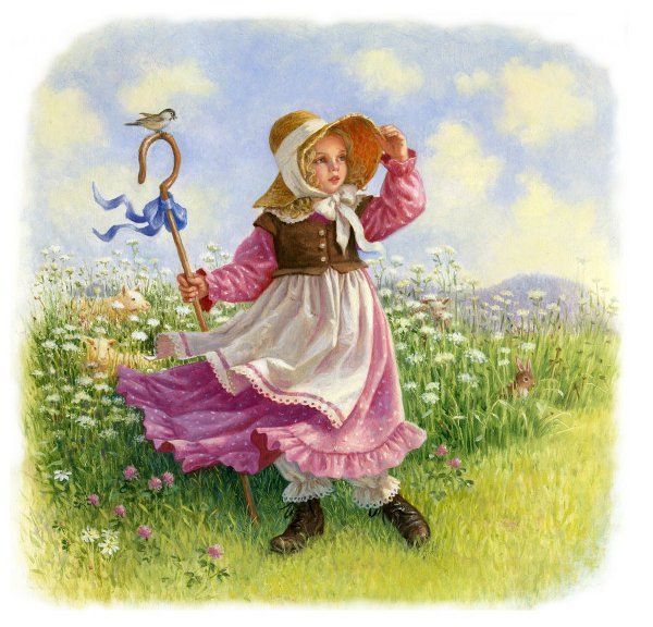 Little Bo Peep FULL COVERAGE Cross Stitch Pattern by Heaven and Earth Designs *RETIRED*