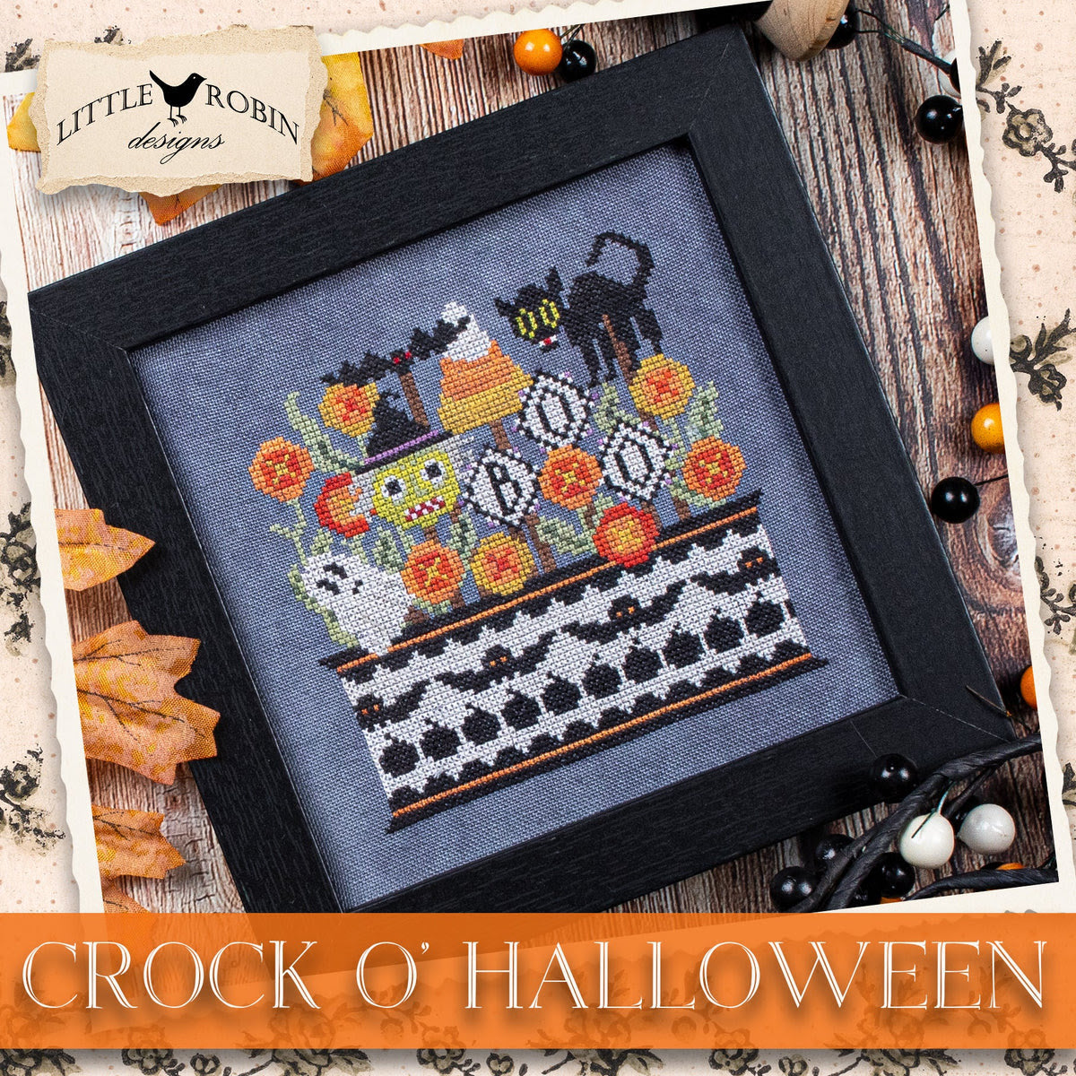 Little Robin Designs CROCK O' HALLOWEEN Cross Stitch Pattern