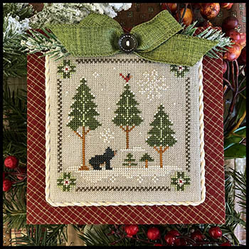 Log Cabin Christmas: In the Woods Bear Cross Stitch Pattern by Little House Needleworks