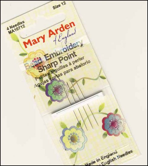 Size 10 Beading Needles by Mary Arden (Short Sharp Beading)