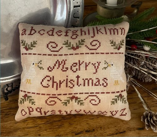 Merry Christmas Sampler Pillow- Mani di Donna