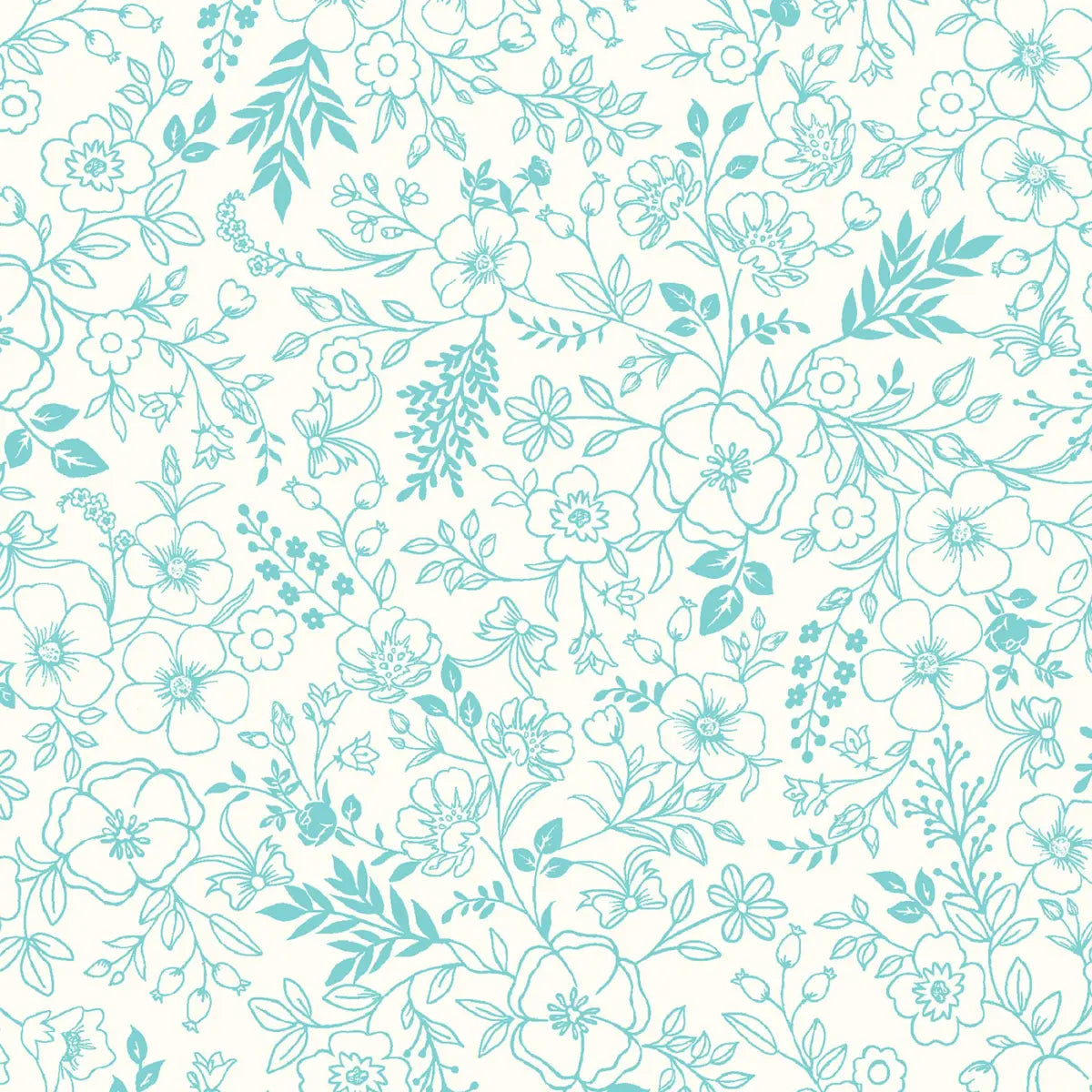 Star Spangled Beauty Aqua Toile Fabric Yardage