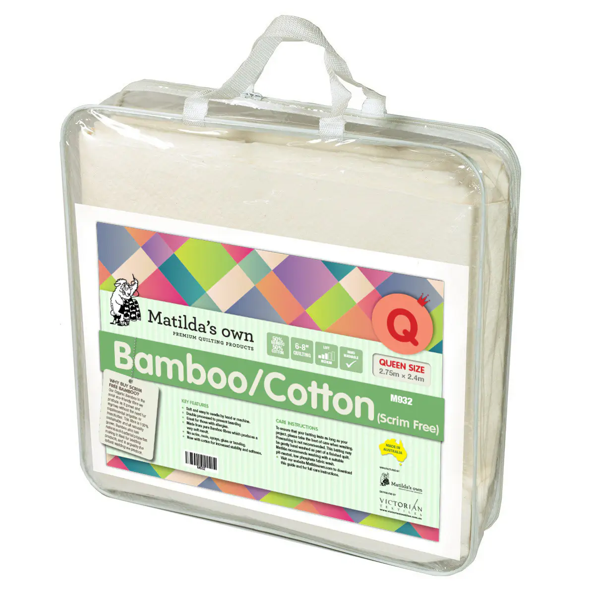 Matilda's Own 50% Bamboo / 50% Cotton Blend Quilt Batting - Queen (94" x 106" )