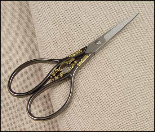 Marquis Pewter Embroidery Scissors with Gold Filagree by Yarn Tree
