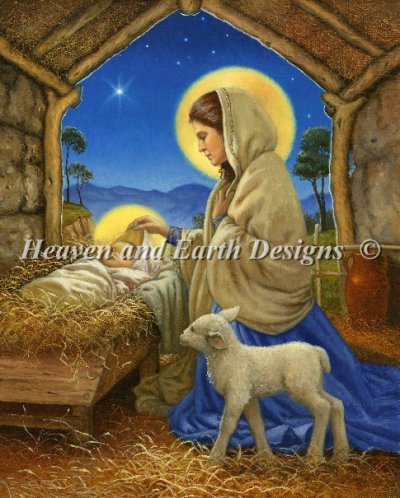 Mary and Lamb FULL COVERAGE Cross Stitch Pattern by Heaven and Earth Designs *RETIRED*