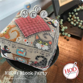 Meow: Block Party Series Cross Stitch Pattern by Hands On Design