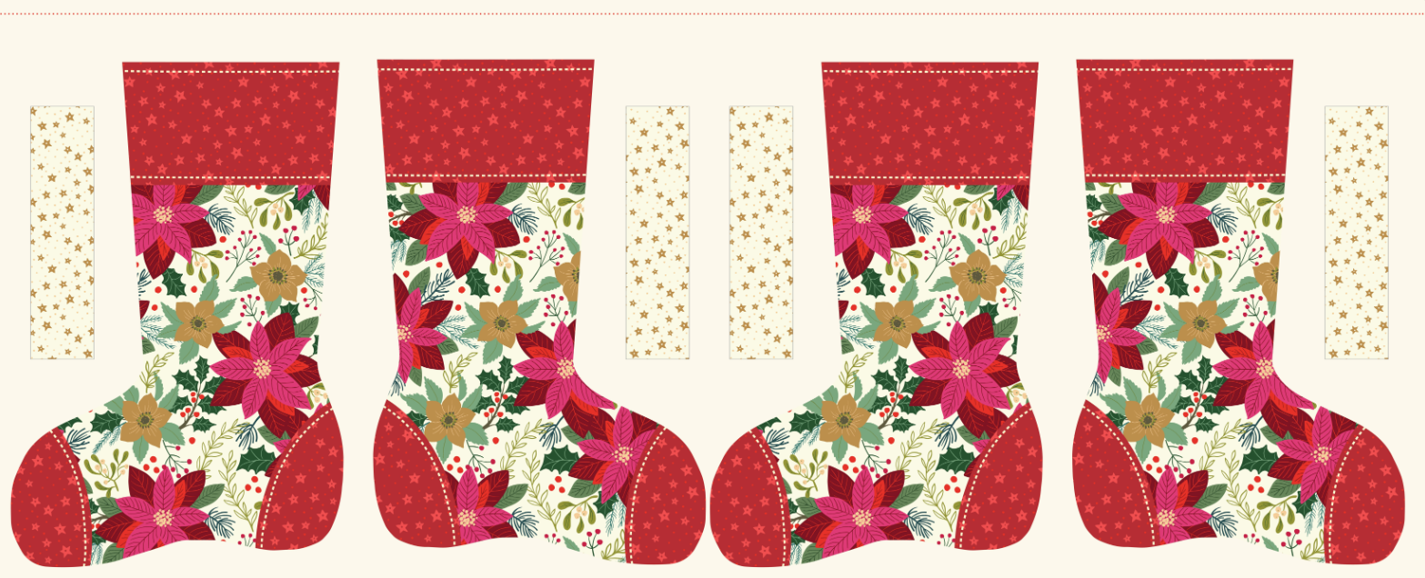 All is Bright Stocking Panel SH29 by Stuart Hillard for Lewis & Irene Fabrics