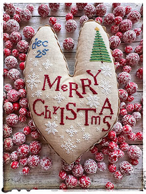 Merry Christmas Heart Cross Stitch Pattern by Lucy Beam