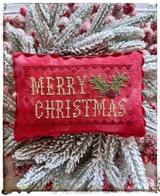 Merry Christmas Holly Cross Stitch Pattern by Lucy Beam