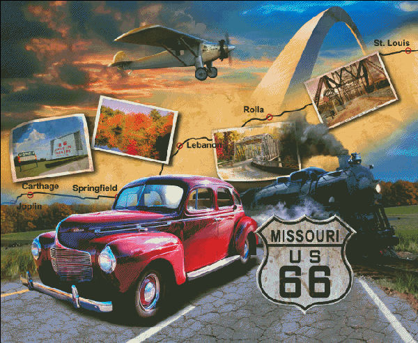 Missouri 66 FULL COVERAGE Cross Stitch Pattern by Heaven and Earth Designs