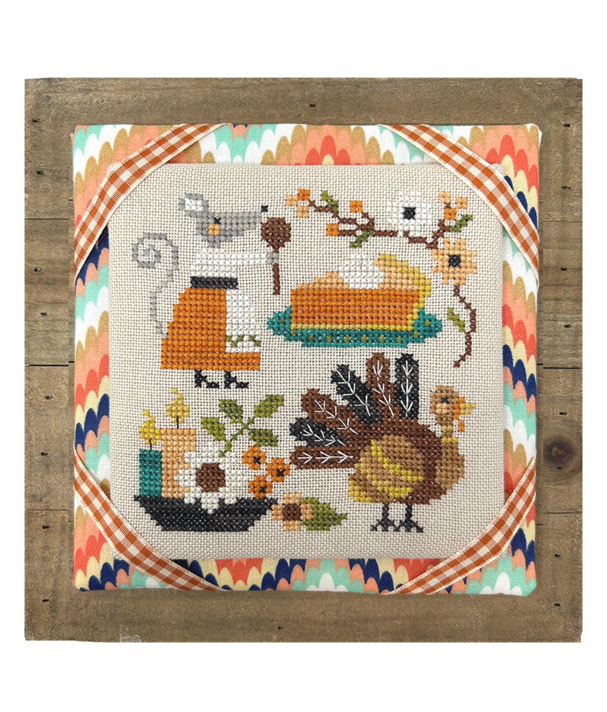 Tiny Modernist MOUSE'S PUMPKIN PIE Cross Stitch Pattern