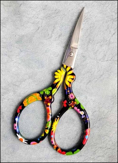 Navy Floral Embroidery Scissors by Yarn Tree