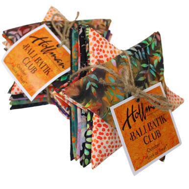 Hoffman Bali Batik Club - October 2024 "Trick or Treat" - 12 Coordinating Fat Quarters - Quilting Cotton