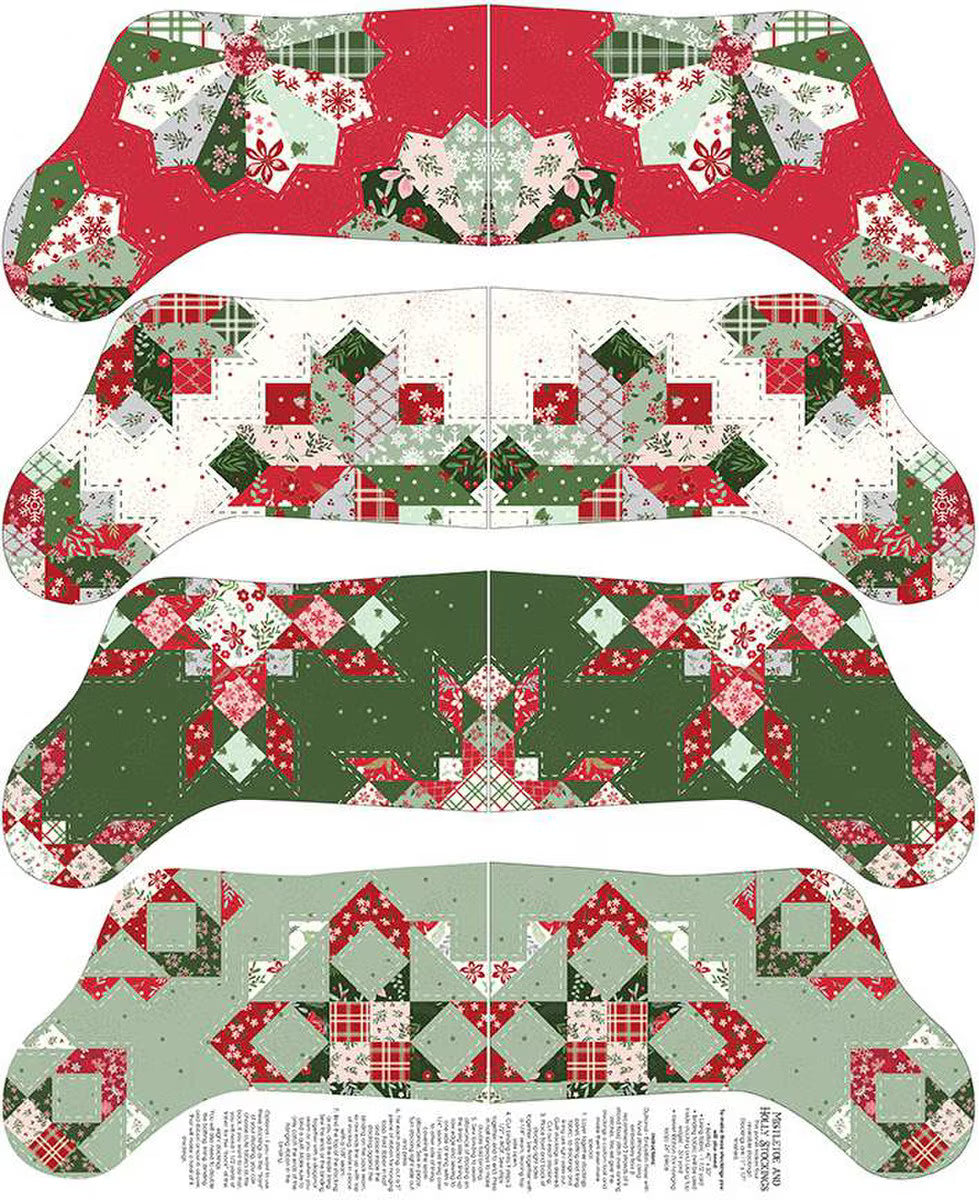 Mistletoe & Holly Stocking Panel by Beverly McCullough for Riley Blake Designs