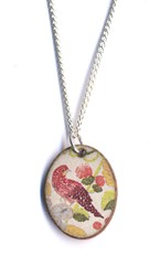 Stockwell Ceramics Pendant {Oval Pink Bird}