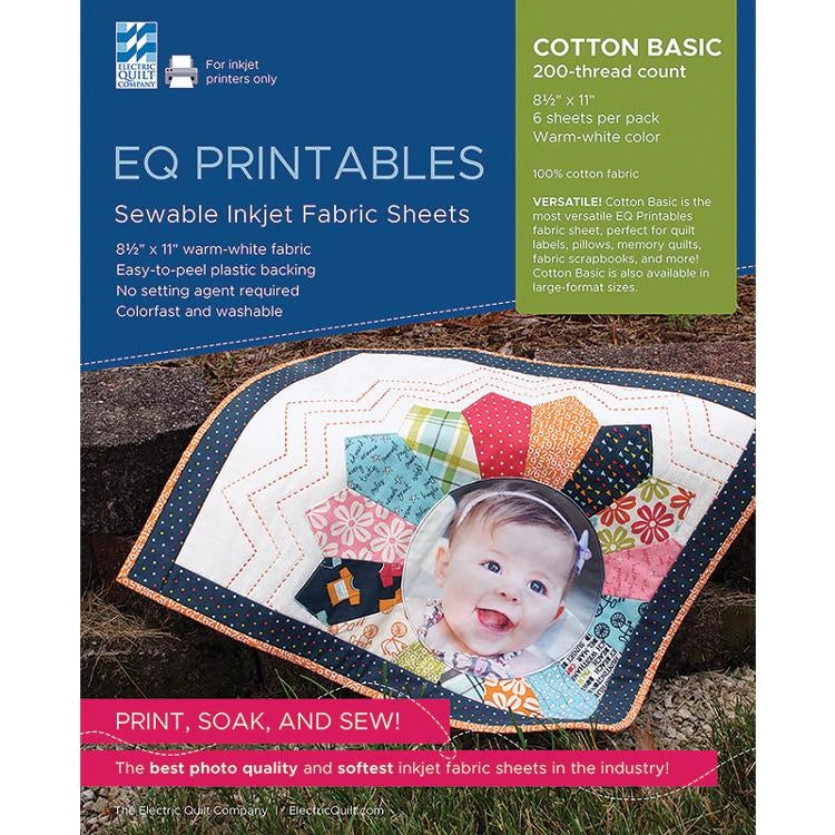 6 Pack Cotton Basic EQ Printables Inkjet Fabric Sheets
