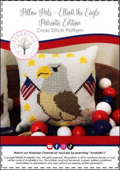 Elliott the Eagle Pillow Pals Patriotic Edition Cross Stitch Pattern by Anabella's