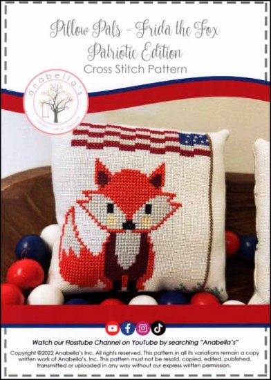 Frida the Fox Pillow Pals Patriotic Edition Cross Stitch Pattern by Anabella's