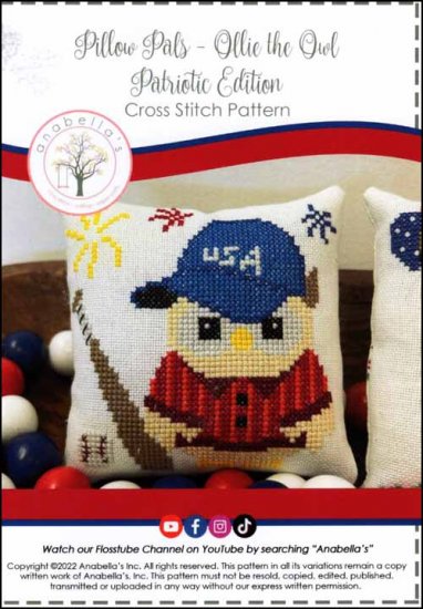 Ollie the Owl Patriotic Edition Cross Stitch Pattern by Anabella's