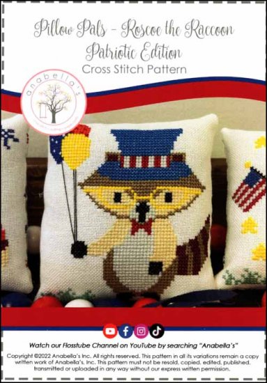Roscoe the Raccoon Patriotic Edition Cross Stitch Pattern by Anabella's