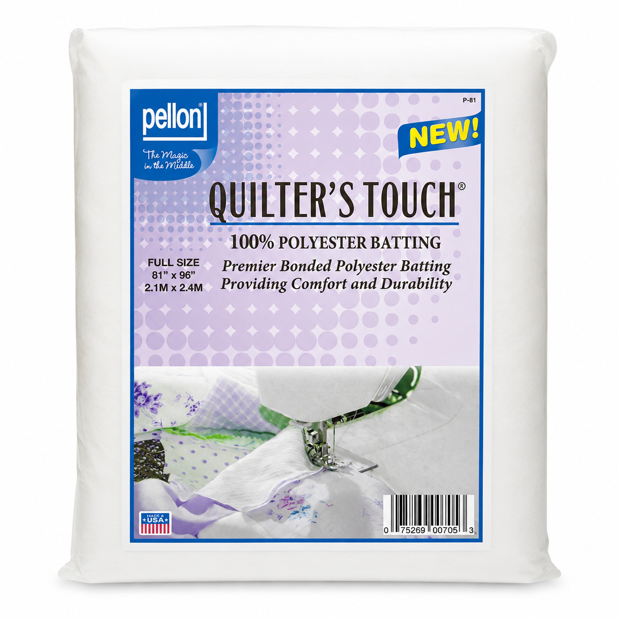 Pellon 100% Polyester Batting - Full Size (81" x 96") #P-81