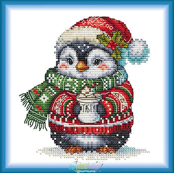 Penguin with His Chocolate Cross Stitch Pattern by Les Petites Croix de Lucie