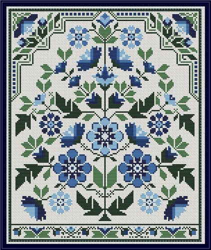 Petals Of Blue Cross Stitch Pattern by CM Designs