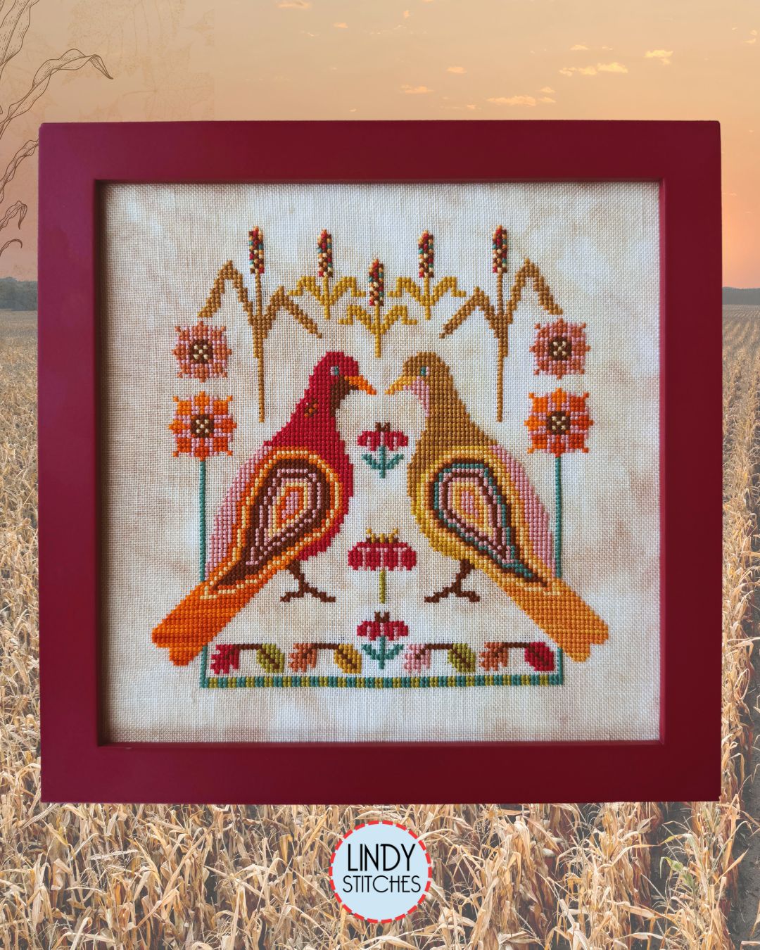 Pigeons in the Corn Cross Stitch Pattern by Lindy Stitches