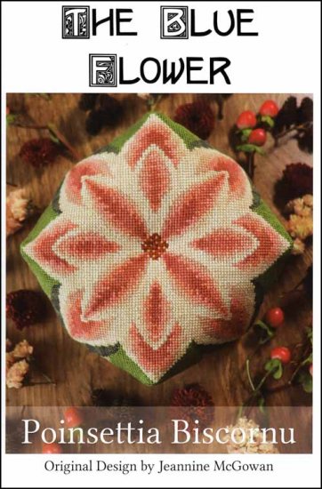 Poinsettia Biscornu Cross Stitch Pattern by The Blue Flower