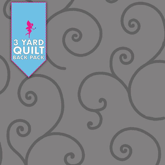 Kimberbell Scroll - Grey 108" Wide 3 Yard Quilt Fabric Back Pack