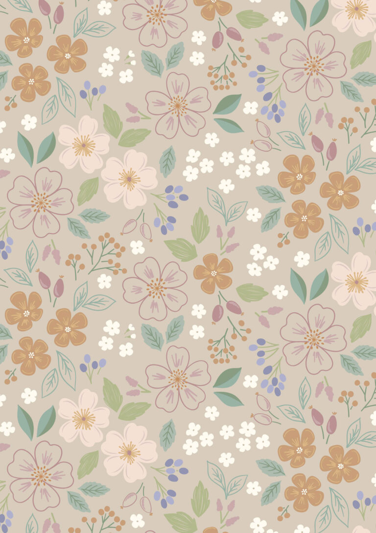 Sky Garden - Pale Taupe Floral #CC56-2 - Quilting Fabric