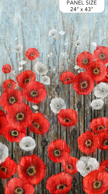 Poppy Meadow - Poppy 24" Panel Charcoal Multi DP29085-97 - Quilting Fabric