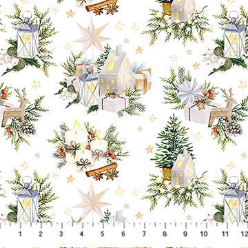 Snowbound - White Christmas on White 91246-10 - Quilting Fabric